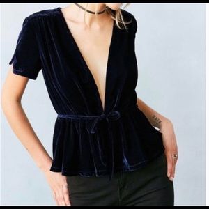 Urban Outfitters Kimchi Blue Velvet Peplum Top